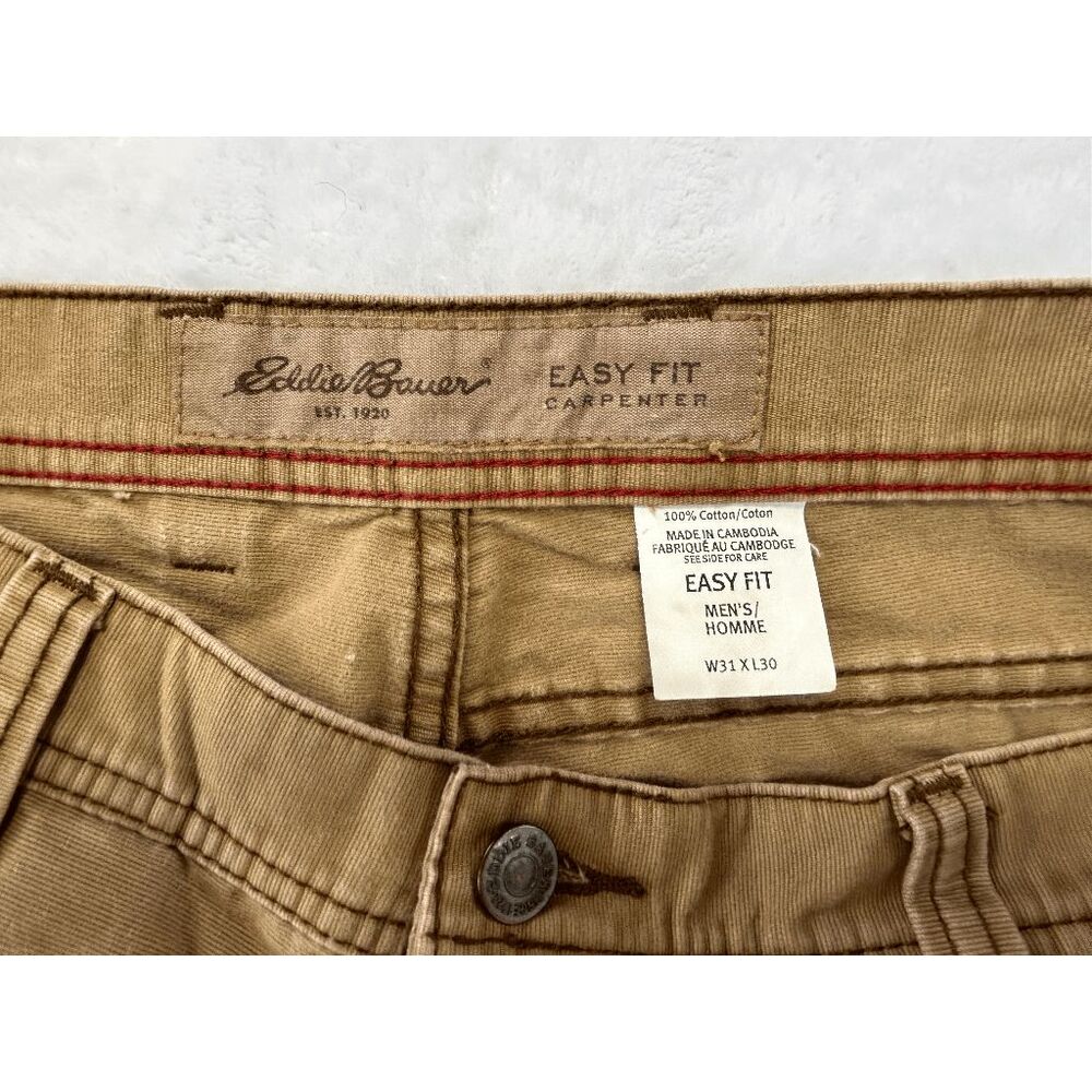 Men's Eddie Bauer Tan Twill Carpenter Pants Size 31 X 30 Easy Fit, 100% Cotton - Picture 7 of 7